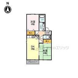 グリーンパークニレの木 2階2DKの間取り