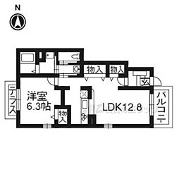 メゾン川勝I 1階1LDKの間取り