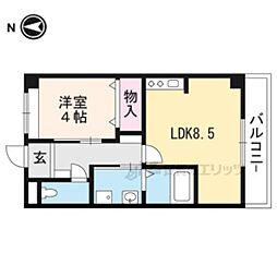 近鉄京都線 久津川駅 徒歩3分の賃貸マンション 1階1LDKの間取り