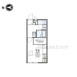 レオパレスブラッサム木津 2階1Kの間取り