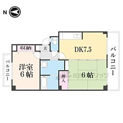 バーベナ光台Ｃ棟 1階2DKの間取り