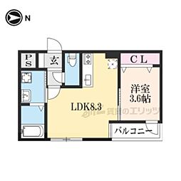 Nステージ長岡天神 3階1LDKの間取り