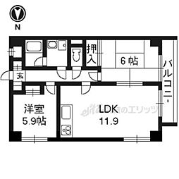 シャン・デ・リ 3階2LDKの間取り