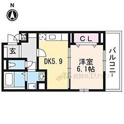 メゾン・ド・励歩II 3階1DKの間取り