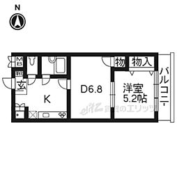 グランデール桃山 3階1DKの間取り