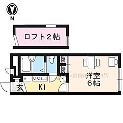 レオパレス墨染 1階1Kの間取り