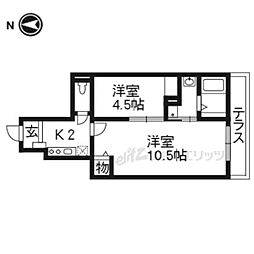 フィオーレ小倉 1階2Kの間取り