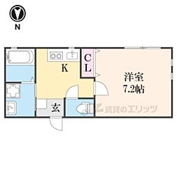 近鉄京都線 寺田駅 徒歩1分の賃貸マンション 1階1Kの間取り