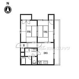 クレアコート精華 2DKの間取図画像