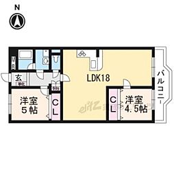 JR東海道・山陽本線 長岡京駅 徒歩10分の賃貸マンション 6階2LDKの間取り