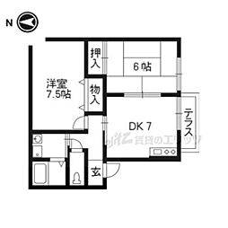 ガーデンヒルズ州見 2DKの間取図画像