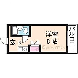 ボーン宇治1号館 1Kの間取図画像