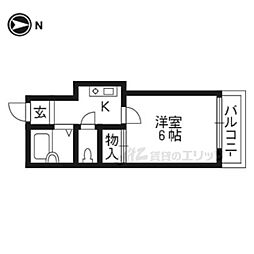 アパート 1Kの間取図画像