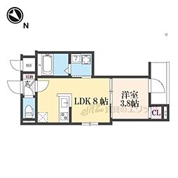 LIX京都桂川 1LDKの間取図画像