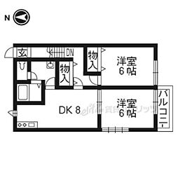 リバーバレー 2DKの間取図画像