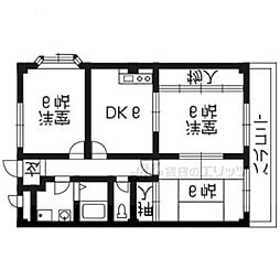 パレ・アンソレイエ 3DKの間取図画像