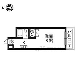 フラッツ下狛 ワンルームの間取図画像