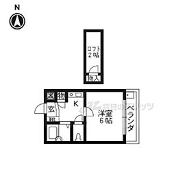 プレアール富野荘 1Kの間取図画像