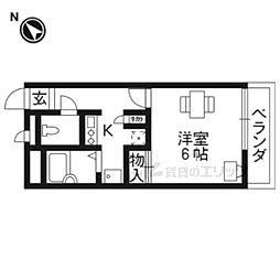 レオパレスヒルサイドテラス 1Kの間取図画像
