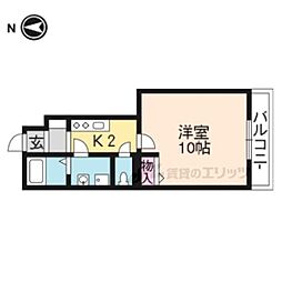 シャルメーヌ城南 1Kの間取図画像
