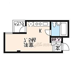 レナジア椥辻 ワンルームの間取図画像