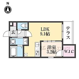 Acr?matic?城陽 1LDKの間取図画像