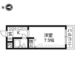 チコーベルメゾン札ノ辻1 1Kの間取図画像