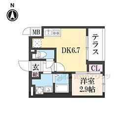 SOLTERRACETheKyoto東寺 1DKの間取図画像