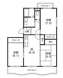 エクレールB 3LDKの間取図画像