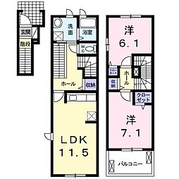 ラブリーみしま 2LDKの間取図画像