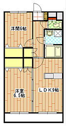 アビタシオン天王5 2LDKの間取図画像