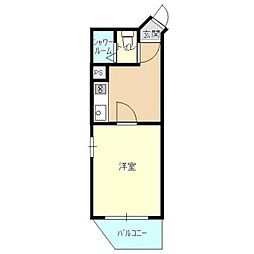 チサンマンション連尺 1DKの間取図画像