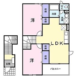 ドムス・アミーゴ1 2LDKの間取図画像