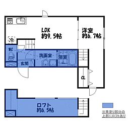 FANBASE領家 1LDKの間取図画像