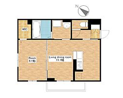 JR東海道・山陽本線 近江八幡駅 徒歩14分の賃貸アパート 1階1LDKの間取り