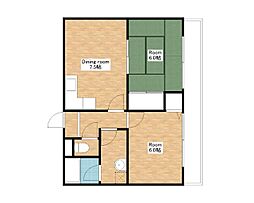 JR東海道・山陽本線 野洲駅 徒歩8分の賃貸マンション 1階2DKの間取り