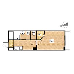JR東海道・山陽本線 近江八幡駅 徒歩12分の賃貸マンション 2階1Kの間取り
