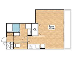 JR東海道・山陽本線 野洲駅 徒歩15分の賃貸アパート 3階ワンルームの間取り