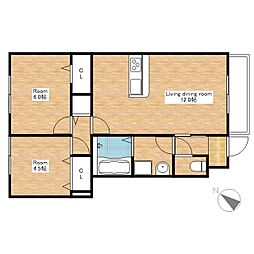 JR東海道・山陽本線 近江八幡駅 徒歩6分の賃貸アパート 1階2LDKの間取り