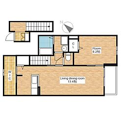 JR東海道・山陽本線 篠原駅 徒歩5分の賃貸アパート 2階1LDKの間取り