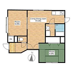 JR東海道・山陽本線 近江八幡駅 徒歩28分の賃貸アパート 1階2LDKの間取り