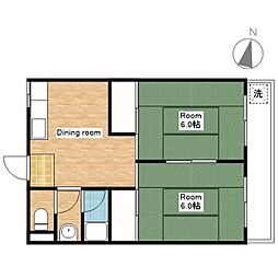 JR東海道・山陽本線 篠原駅 徒歩4分の賃貸マンション 1階2DKの間取り