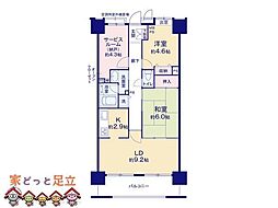 ライオンズプラザ梅島 2SLDKの間取り
