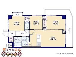 エンゼルハイム竹の塚駅前 3LDKの間取図画像