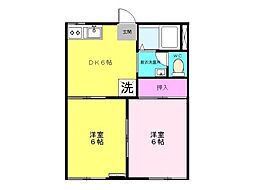 コーポラス仲島A 2DKの間取図画像