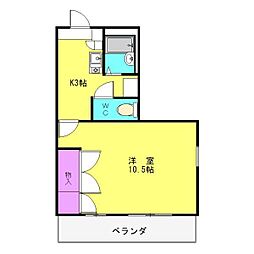 ラ・ムール 1Kの間取図画像
