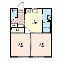 メモリータウンB 2Kの間取図画像