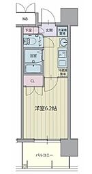 パルティール城西 4階1Kの間取り