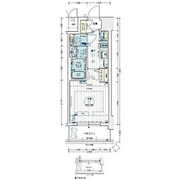 エステムコート名古屋新栄アクシス 8階1Kの間取り