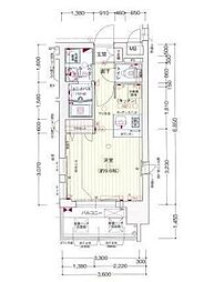 プレサンス久屋大通公園エアリー 2階ワンルームの間取り